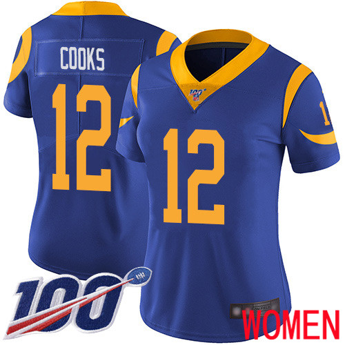 Los Angeles Rams Limited Royal Blue Women Brandin Cooks Alternate Jersey NFL Football #12 100th Season Vapor Untouchable->women nfl jersey->Women Jersey